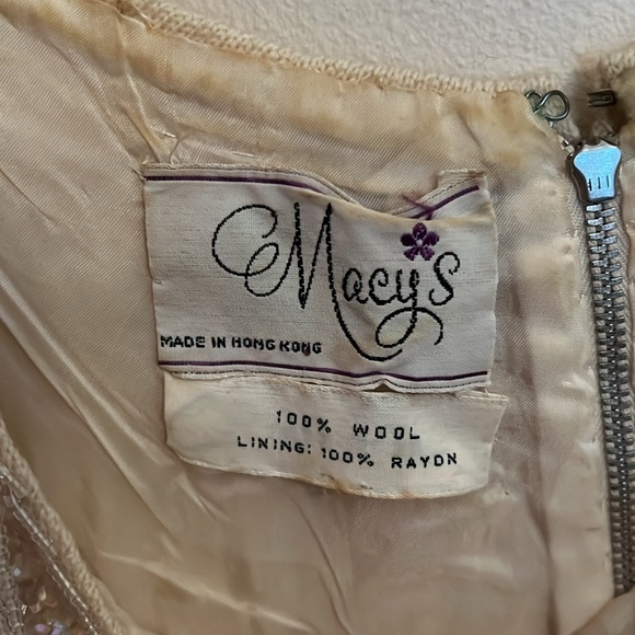 Vintage 1960s Macys beaded & sequin iridescent shift top silk & rayon size large - Picture 5 of 5